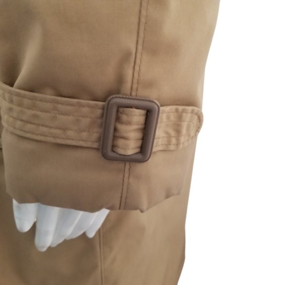 Zero King Trench Coat Hooded 100% Lambswool Filling Tan Womans Size 12 - Picture 7 of 10